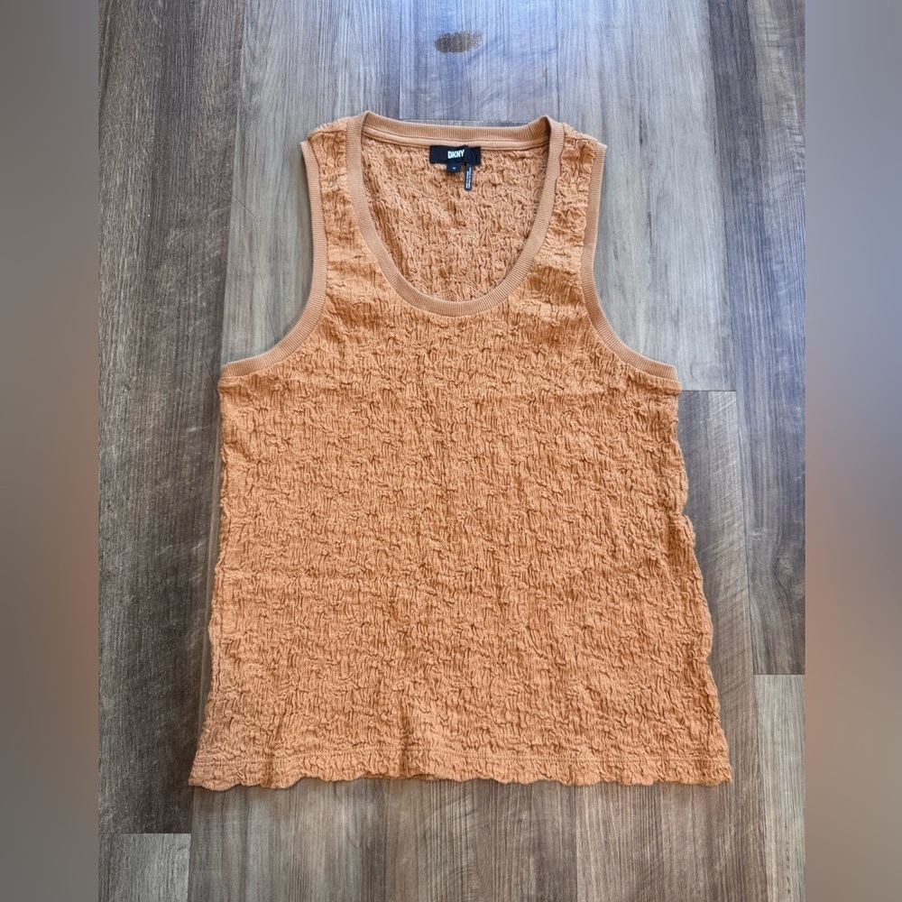 DKNY Women's Burnt Orange Textured Tank Top